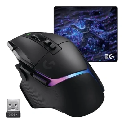 Image of Logitech G G502 x PLUS LIGHTSPEED + G640 SE COMBO Wireless RGB Gaming Mouse and Large Cloth Pad (460 400 3 mm) Black