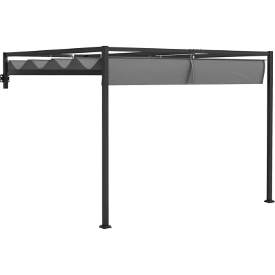 Image of Outsunny 2 x 3 (m) Wall Mounted Pergola with Retractable Roof Dark Grey 84C 470V00CG