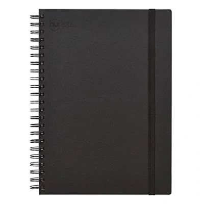 Image of NU Notebooks Elite Premium Range Wire Journal Notebook A4 Hardback Stationery Black 120 Pages