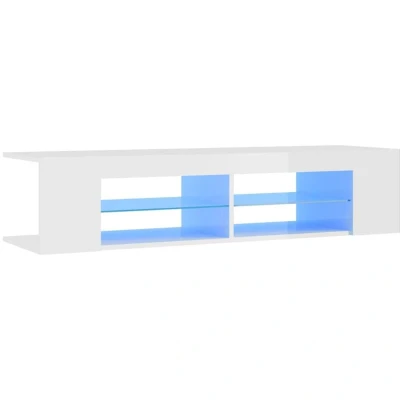 Image of TV Schrank mit LED Leuchten Hochglanz Weiß 135x39x30 cm