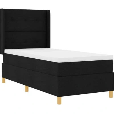 Image of vidaXL Box Spring Bed with Mattress &amp; LED Black 80x200 cm Fabric