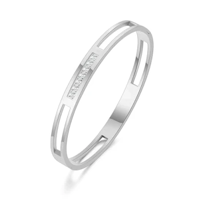 Image of Philip Jones Stainless Steel Channel Bangle Created with Zircondia® Crystals (7 Inch)