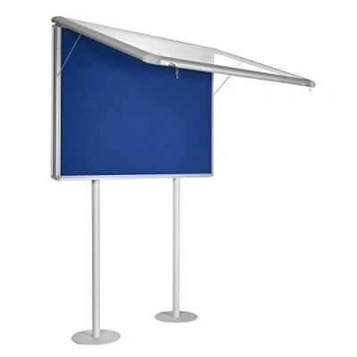 Image of Bi Office Outdoor Display Case Mastervision Post Mount Weather Proof Blue Felt 140 x 97 3cm (18xA4)