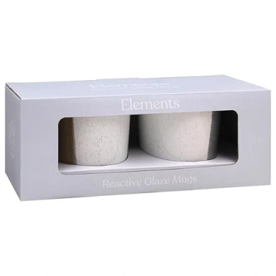 Image of Lesser &amp; Pavey Ceramic Reactive Glaze Two Tone Neutral Set of 2 Mugs with Gift Box Lovely for Tea, Coffee Hot Drinks (Straight)