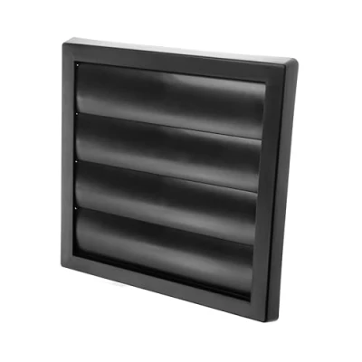 Image of Vent Systems Ø6&quot; Inch (7.48&#039;&#039; x 7.48&quot;) Black Exhaust Cover Dryer Hood Louvered Duct Cap One Directional Plastic Air Supply Grille
