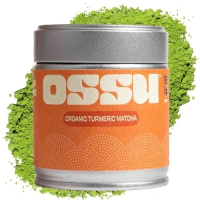 Image of Organic Turmeric Matcha Powder Ceremonial Grade UJI Japan Large 40g Naturally Flavoured No Sugar Tea Green