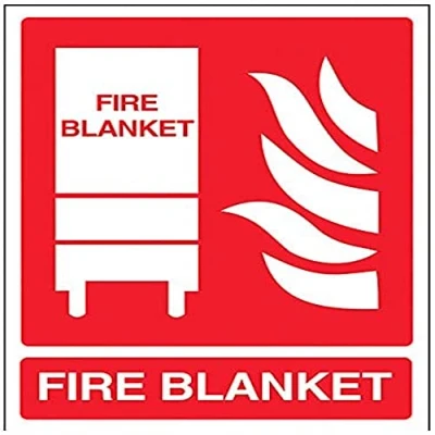 Image of V Safety Fire Blanket Sign 150mm x 200mm 1mm Rigid Plastic