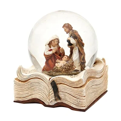 Image of Dekohelden24 Snow globe with holy family, dimensions (H x W D): approx. 9 7.5 cm, diameter 6.5 cm on book