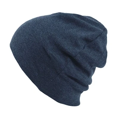 Image of Mens Organic Cotton Beanie Womens Slouchy Knit Hat Made in Japan Navy
