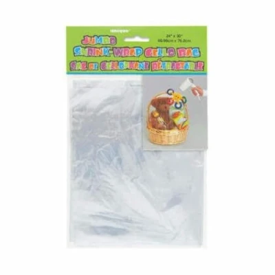Image of Clear Jumbo Cellophane Shrink Wrap Bag (60cm x 76cm) 1 Piece Ideal for Gift Wrapping &amp; Packaging