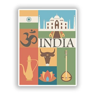 Image of 2 x 10cm/101mm India Vinyl Stickers Travel Luggage #10114