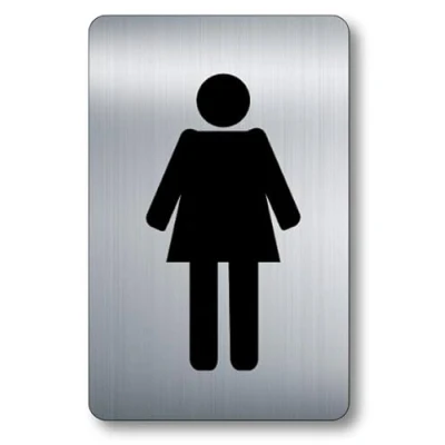 Image of Toilet Sign 140mm x 90mm High Strength Self Adhesive Metallic Silver Finish (Ladies)