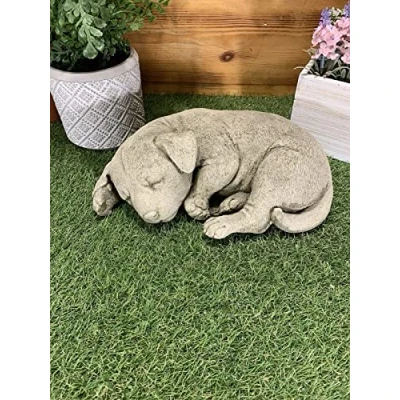 Image of STONE GARDEN LYING SLEEPING LABRADOR DOG PUPPY ORNAMENT GIFT STATUE