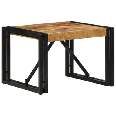 Image of vidaXL 50x50x35 cm mango wood coffee table industrial side with iron frame for living room