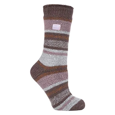 Image of HEAT HOLDERS Ladies Thermal Socks for Winter Outdoor &amp; Indoor Cuddly Fluffy Gifts Women (4 8 UK, Cabin Fever Brown)