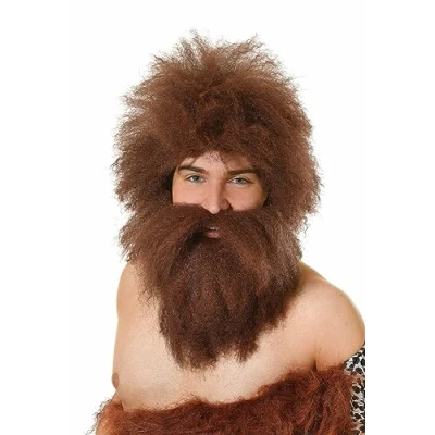 Image of Caveman Wig &amp; Beard Set Adults Ancient Stone Age Prehistoric Cave Man Mr Twit Fancy Dress Costume Accessory