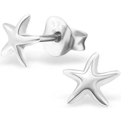 Image of The Goldmine 925 Sterling Silver Star Fish shaped Stud Earrings