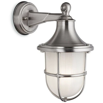 Image of Nautic Outdoor Brass Wall Lantern Nickel Finish IP64, E27