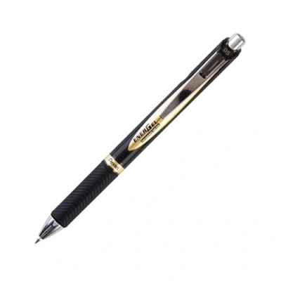 Image of Pentel BLP75 EnerGel 0.5mm Retractable Permanent Gel Pen Black Ink (Pack of 3)