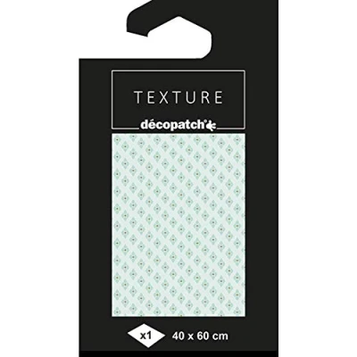 Image of Décopatch Ref TD786C Texture Collection Light Green Diamond Pattern Contains 1 Sheet of 40 x 60cm Textured Paper, Foil Printing for Metallic Effects