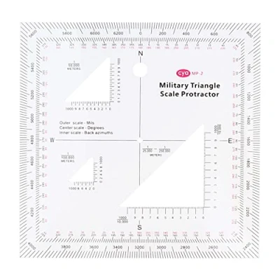 Image of Military MGRS Coordinate Grid Reader Protractor Scale Map Reading Land Navigation Metric Based 5x5 Inch and