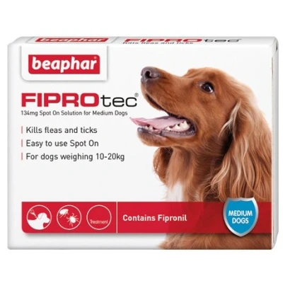 Image of Beaphar FIPROtec Spot On Solution for Medium Dogs 6x, up to 30 weeks Treatment, Kills Fleas and Ticks