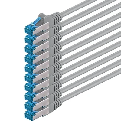 Image of 1aTTack.de 10 X 3 M CAT6a Ethernet Network Patch cable 10000 Mbit s SFTP PIMF 500 MHz gray