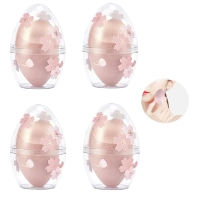 Image of 4 PCS Makeup Sponge Beauty Cosmetic Egg Blender Applicator With Case for Liquid Cream Foundation Loose Setting Powder