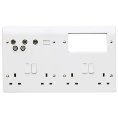 Image of Mk K2740WHI 4g Double Pole 13A Combi Plate/Quad/TV/BT