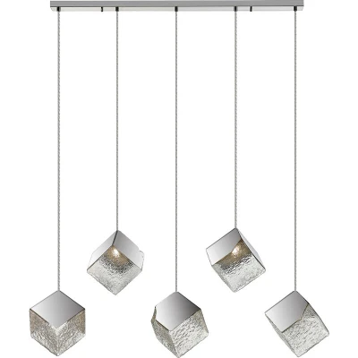 Image of Priscila Bar Pendant Ceiling Light 5 Chrome, Textured G9