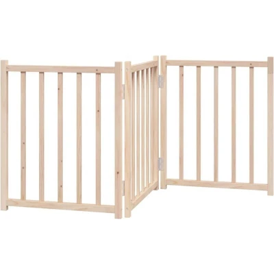 Image of vidaXL Dog Gate Foldable 3 Panels 150 cm Solid Wood Fir