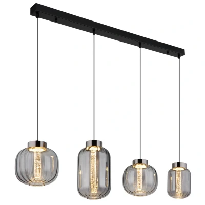 Image of Globo Fluoro LED hanging light, smoke grey, length 120 cm, 4 bulb.