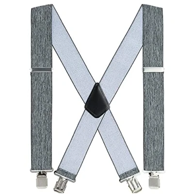 Image of YYKSYDPT Braces for Men Trousers with Very Strong 4 Clips 50 MM Wide Duty Suspenders X Style Adjustable Brace (Grey)