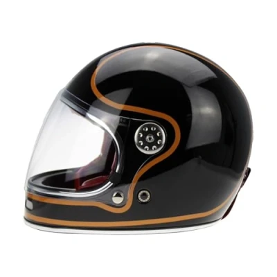 Image of ViPER F656 Full Face Motorcycle Motorbike Helmet ECE 22.06 Approved Vintage Helmets for Adult Men and Women Touring Urban Bike Safety Wear (Black/Copper,L)