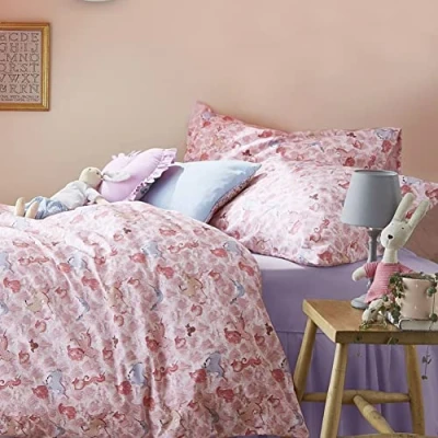 Image of Ashley Wilde Cath Kidston Unicorn Waves Pink Duvet Cover Set 100% Cotton (Single Set: 137cm x 200cm)