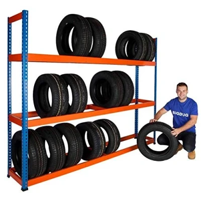 Image of BiGDUG Heavy Duty Tyre Racking Garage Storage 1980h mm 600kg Capacity (1980h x 2440w 455d mm)
