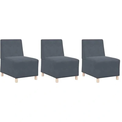 Image of vidaXL Sofa Chairs 3 pcs Dark grey 55 x 74 82 cm Velvet