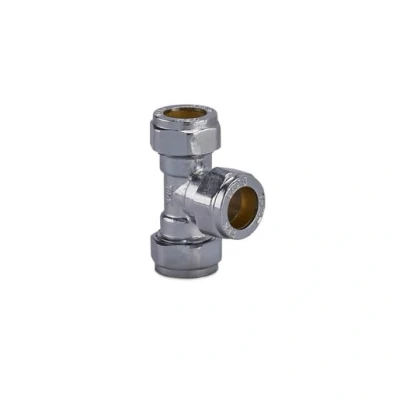 Image of Plumbright Compression Equal Tee 15mm Chrome Plated P701CP05