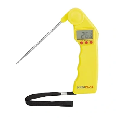 Image of Hygiplas Easytemp Thermometer in Yellow Fold Away Probe 50пїЅC to 300пїЅC