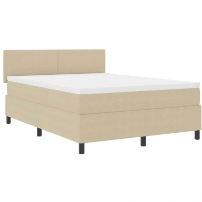 Image of vidaXL Box Spring Bed with Mattress in Light Green and Grey, 140 x 200 cm, corduroy fabric