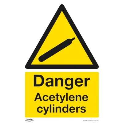 Image of Worksafe Warning Safety Sign Danger Acetylene Cylinders Rigid Plastic