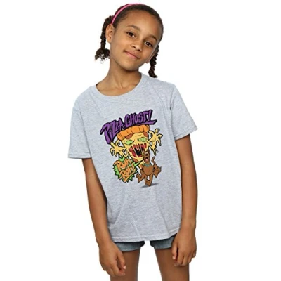 Image of Scooby Doo Girls Pizza Ghost T Shirt Sport Grey 9 11 Years