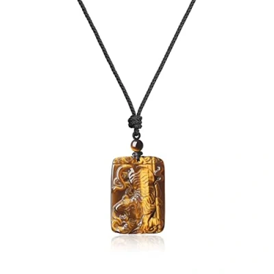 Image of COAI Tiger Eye Stone Animal Totem Pendant Necklace