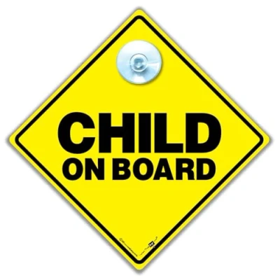 Image of Child on Board, Board Car Sign, Baby Safety Decal, Bumper Sticker