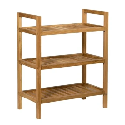 Image of Hallowood Furniture Waverly Oak 3 Tier Shoe Rack, Light Stackable Storage, Narrow Shoes Storage for Hallway, Organiser 6 Pairs of