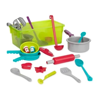 Image of Battat Cooking Set Pretend Play Toy Dishes Plastic Kitchen Toys for Toddlers 3 years + (21 Pcs)
