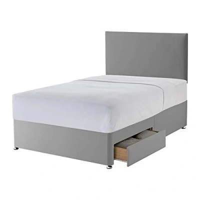 Image of Silentnight 2 Drawer Storage Divan Paris Headboard Slate Grey Double