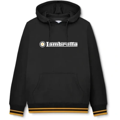 Image of Lambretta Mens Logo Hoodie Pullover Hooded Sweatshirt Hoody Black/Gold L