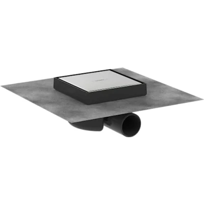 Image of hansgrohe 56112800 RainDrain spot complete set point drain 150/150 on The back can be tiled, brushed stainless steel