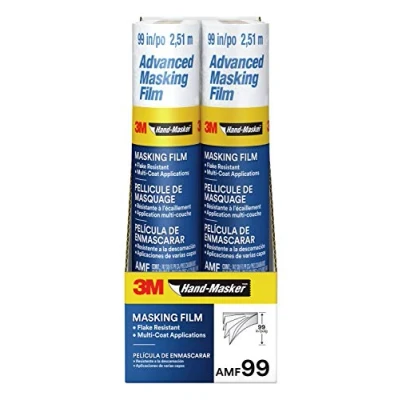 Image of 3M Hand Masker Advanced Masking Film, 8 Rolls, 99 in x 90 ft, Static Cling Keeps Film Place, Prevents Liquids From Bleeding Through, Flake Resistant, For Indoors &amp; Outdoors Use (AMF99 8C)